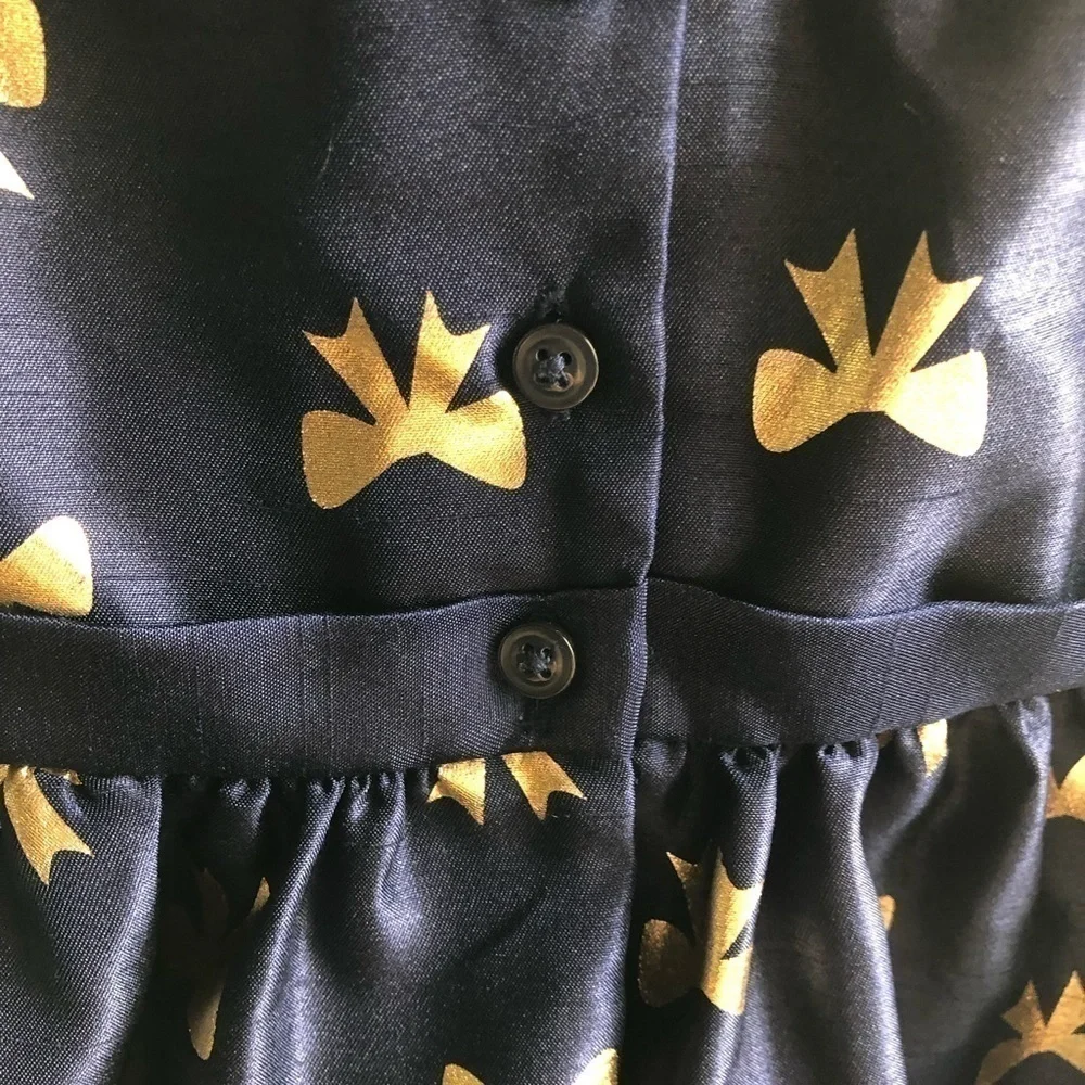 GYMBOREE, stunning navy blue shimmer dress with gold bows, size 2T